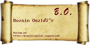 Bozsin Oszlár névjegykártya